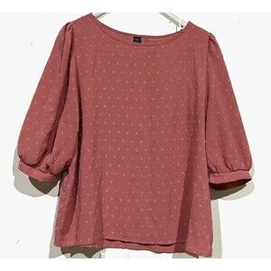 Emery Rose Blouse Women's XL Mauve Pink Short Sleeve Slip On 1/2 Balloon Sleeve